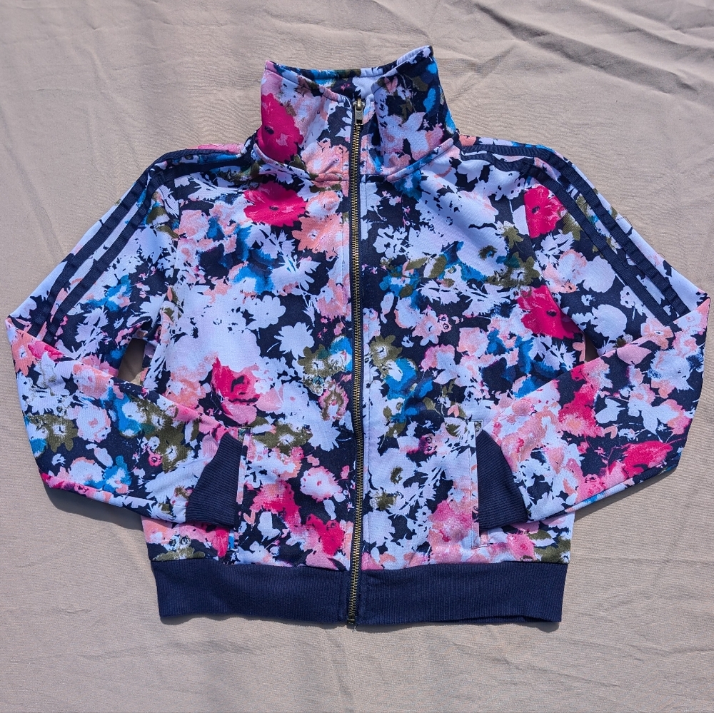 Floral track jacket w/ sport stripes